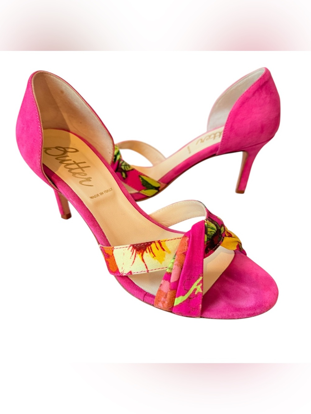 Butter Hot Pink Percy Floral Peep Toe Pump/Sandal Size 6.5